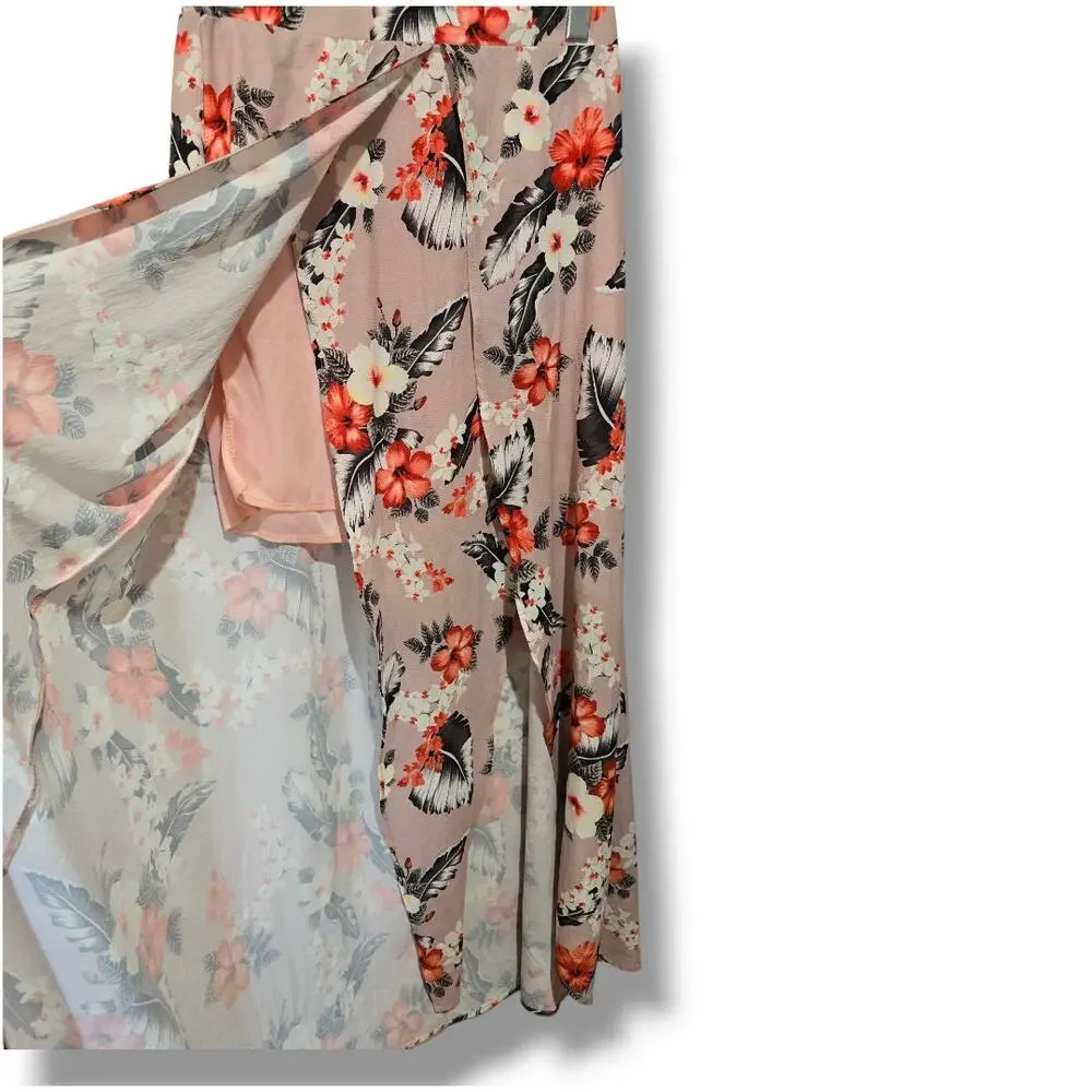 SHEIN Women's pink floral fly-away lined maxi skirt - small - Picture 2 of 11